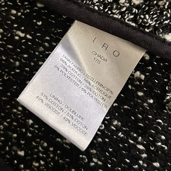 IRO Chada Metal Laced Boucle Open Blazer Jacket in Black & White Sz M - Picture 14 of 14